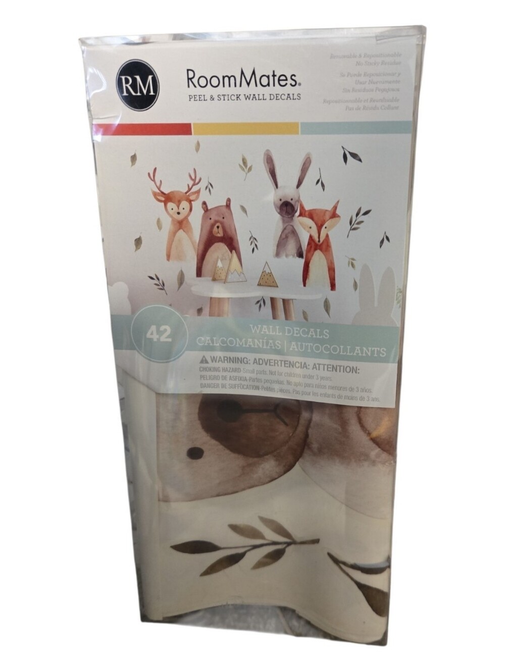 NIB RoomMates Peel And Stick Wall Decals Watercolor Woodland Creatures 42 Decals